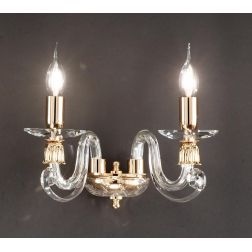 1306 LAMPADA A PARETE CLASSICA CON 2 LUCI IN CRISTALLO E METALLO FINITURA ORO O CROMO DI ONDALUCE ONDALUCE CICIRIELLO - Cristale