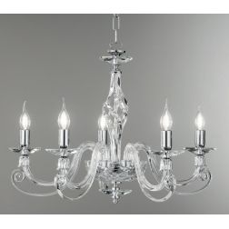 1306 LAMPADARIO CLASSICO A 5 LUCI IN VETRO SOFFIATO E CRISTALLO 5 FINITURE COLORE DI ONDALUCE ONDALUCE CICIRIELLO - Cristalensi