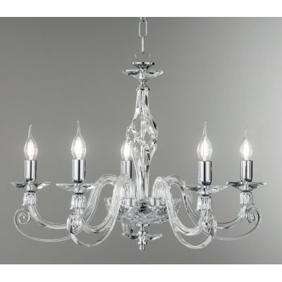 1306 LAMPADARIO CLASSICO A 5 LUCI IN VETRO SOFFIATO E CRISTALLO 5 FINITURE COLORE DI ONDALUCE ONDALUCE CICIRIELLO - Cristalensi