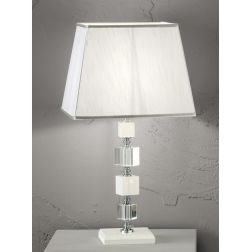 LIVIA LAMPADA DA TAVOLO GRANDE IN CRISTALLO CLASSICA L33 CM BIANCA,FUME,OTTANIO O TORTORA ONDALUCE CICIRIELLO - Cristalensi Shop