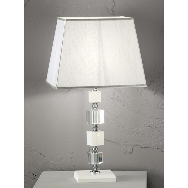 LIVIA LAMPADA DA TAVOLO GRANDE IN CRISTALLO CLASSICA L33 CM BIANCA,FUME,OTTANIO O TORTORA ONDALUCE CICIRIELLO - Cristalensi Shop
