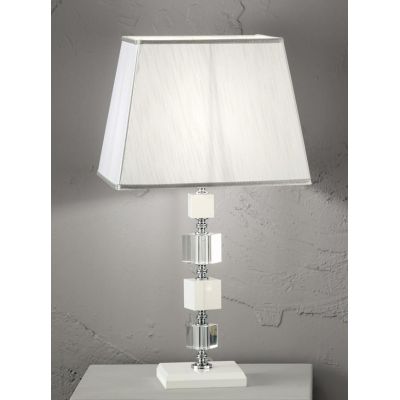 LIVIA LAMPADA DA TAVOLO GRANDE IN CRISTALLO CLASSICA L33 CM BIANCA,FUME,OTTANIO O TORTORA ONDALUCE CICIRIELLO - Cristalensi Shop