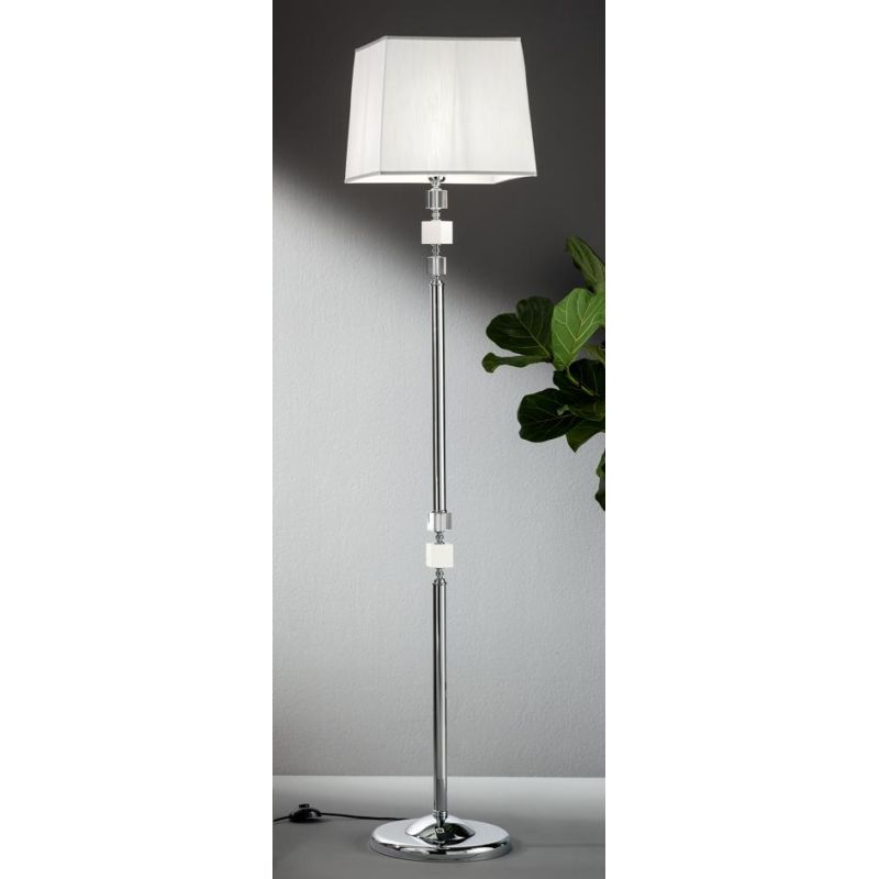 LIVIA LAMPADA DA TERRA H175 IN METALLO CROMATO E CRISTALLO CLASSICA BIANCA,FUME,OTTANIO O TORTORA ONDALUCE CICIRIELLO - Cristale