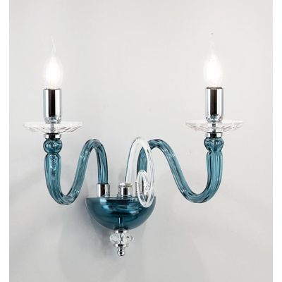 DEBUSSY APPLIQUE CLASSICA CON 2 LUCI IN VETRO E CRISTALLO 5 COLORI DI ONDALUCE ONDALUCE CICIRIELLO - Cristalensi Shop Online