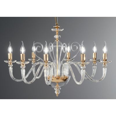 DEBUSSY 8 LUCI LAMPADARIO CLASSICO IN VETRO SOFFIATO 5 COLORI E CRISTALLO DI ONDALUCE ONDALUCE CICIRIELLO - Cristalensi Shop Onl