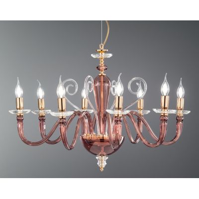 DEBUSSY 8 LUCI LAMPADARIO CLASSICO IN VETRO SOFFIATO 5 COLORI E CRISTALLO DI ONDALUCE ONDALUCE CICIRIELLO - Cristalensi Shop Onl