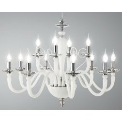 DEBUSSY 12 LUCI LAMPADARIO CLASSICO IN VETRO SOFFIATO 5 COLORI E CRISTALLO DI ONDALUCE ONDALUCE CICIRIELLO - Cristalensi Shop On 2