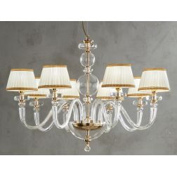 BACH 8 LUCI LAMPADARIO A SOSPENSIONE CLASSICO IN VETRO E CRISTALLO FINITURA ORO O CROMO DI ONDALUCE ONDALUCE CICIRIELLO - Crista
