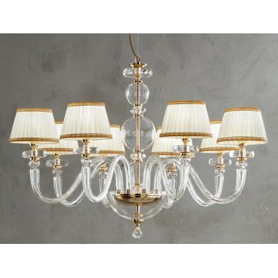 BACH 8 LUCI LAMPADARIO A SOSPENSIONE CLASSICO IN VETRO E CRISTALLO FINITURA ORO O CROMO DI ONDALUCE ONDALUCE CICIRIELLO - Crista