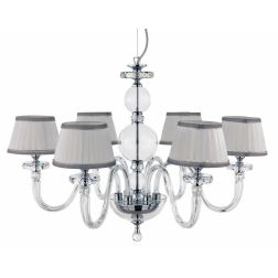 BACH 6 LUCI LAMPADARIO A SOSPENSIONE CLASSICO IN VETRO E CRISTALLO FINITURA ORO O CROMO DI ONDALUCE ONDALUCE CICIRIELLO - Crista