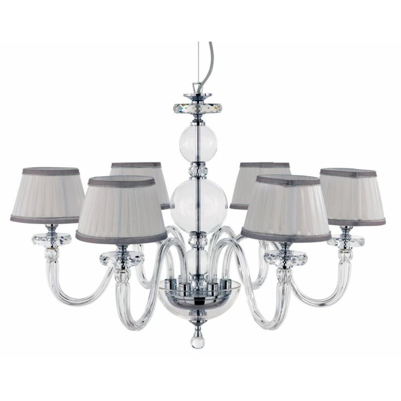 BACH 6 LUCI LAMPADARIO A SOSPENSIONE CLASSICO IN VETRO E CRISTALLO FINITURA ORO O CROMO DI ONDALUCE ONDALUCE CICIRIELLO - Crista