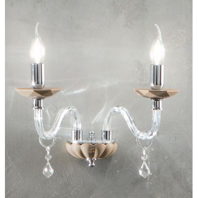 CECILIA LAMPADA A PARETE CLASSICA CON 2 LUCI IN VETRO E CRISTALLO 3 COLORI DELLA ONDALUCE ONDALUCE CICIRIELLO - Cristalensi Shop