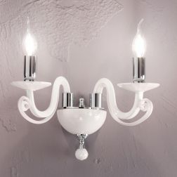 CHERUBINI APPLIQUE A 2 LUCI CLASSICA ED ELEGANTE IN CRISTALLO E VETRO TRASPARENTE 3 FINITURE DI ONDALUCE ONDALUCE CICIRIELLO - C