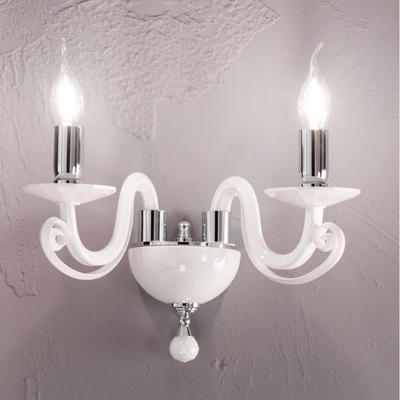CHERUBINI APPLIQUE A 2 LUCI CLASSICA ED ELEGANTE IN CRISTALLO E VETRO TRASPARENTE 3 FINITURE DI ONDALUCE ONDALUCE CICIRIELLO - C