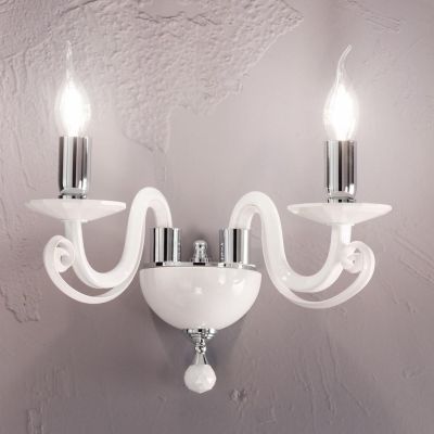 CHERUBINI APPLIQUE A 2 LUCI CLASSICA ED ELEGANTE IN CRISTALLO E VETRO TRASPARENTE 3 FINITURE DI ONDALUCE ONDALUCE CICIRIELLO - C