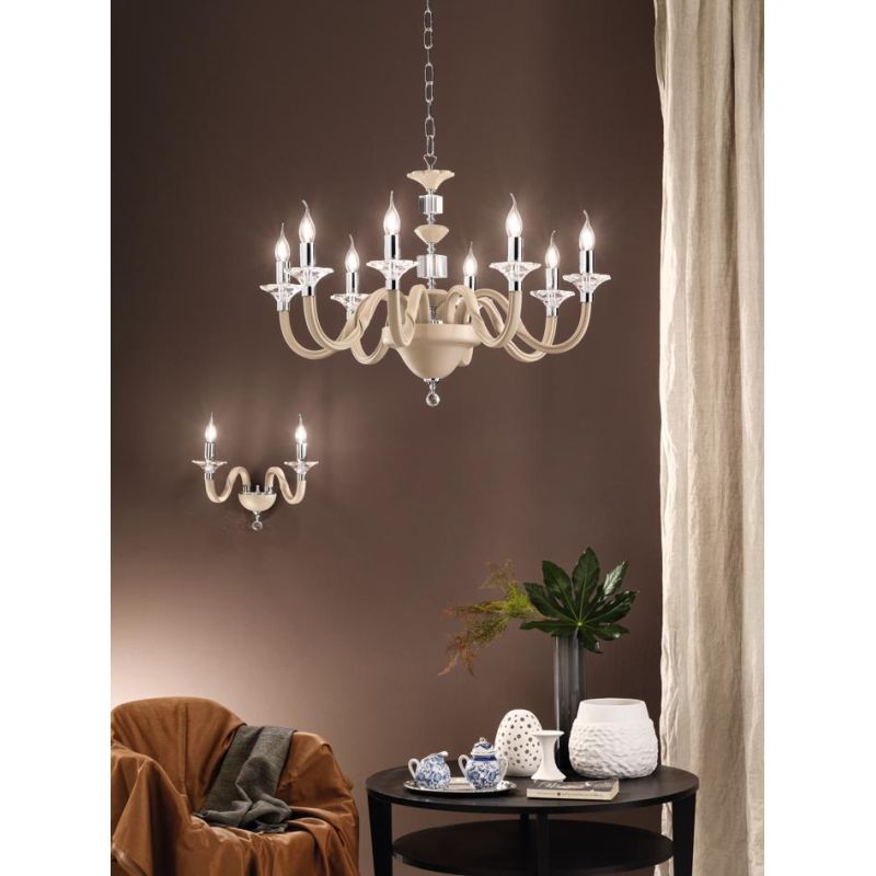 GALA LAMPADARIO IN VETRO IN 6 FINITURE COLORE CON PARTICOLARI IN CRISTALLO CLASSICO ONDALUCE CICIRIELLO - Cristalensi Shop Onlin