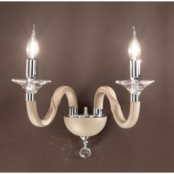 GALA APPLIQUE 2 LUCI IN VETRO 6 FINITURE COLORE CON PARTICOLARI IN CRISTALLO ONDALUCE CICIRIELLO - Cristalensi Shop Online