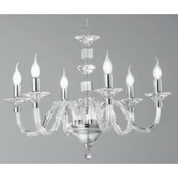 GALA 6 LUCI LAMPADARIO CLASSICO ED ELEGANTE IN CRISTALLO E VETRO IN 6 FINITURE COLORE ONDALUCE CICIRIELLO - Cristalensi Shop Onl
