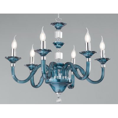 GALA 6 LUCI LAMPADARIO CLASSICO ED ELEGANTE IN CRISTALLO E VETRO IN 6 FINITURE COLORE ONDALUCE CICIRIELLO - Cristalensi Shop Onl
