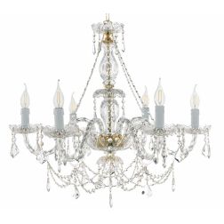 OPERA 6 LUCI LAMPADARIO CLASSICO STILE VENEZIANO IN VETRO E CRISTALLO 3 COLORI CON FINITURE ORO ONDALUCE CICIRIELLO - Cristalens