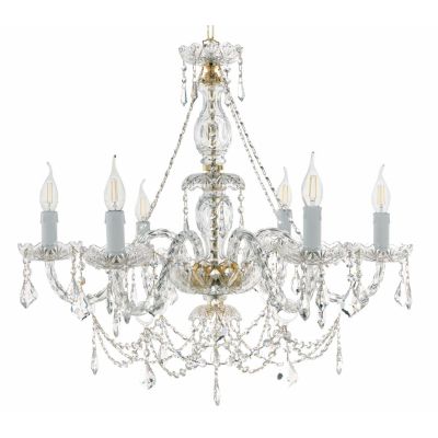 OPERA 6 LUCI LAMPADARIO CLASSICO STILE VENEZIANO IN VETRO E CRISTALLO 3 COLORI CON FINITURE ORO ONDALUCE CICIRIELLO - Cristalens