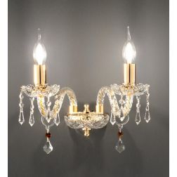 DALLAS 2 LUCI APPLIQUE ORO O CROMO CON PENDAGLIERIA IN CRISTALLO ONDALUCE CICIRIELLO - Cristalensi Shop Online