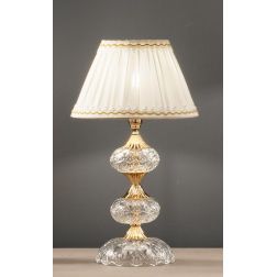 DALLAS LAMPADA PICCOLA ORO O CROMO CON PENDAGLIERIA IN CRISTALLO E PARALUME IN TESSUTO ONDALUCE CICIRIELLO - Cristalensi Shop On