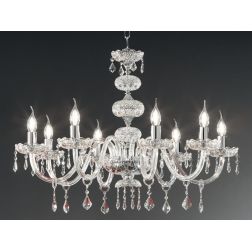 DALLAS 8 LUCI LAMPADARIO ORO O CROMO CON PENDAGLIERIA IN CRISTALLO ONDALUCE CICIRIELLO - Cristalensi Shop Online