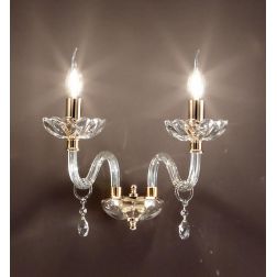 BRIGIDA LAMPADA A PARETE CLASSICA CON 2 LUCI IN VETRO E CRISTALLO FINITURA ORO DI ONDALUCE ONDALUCE CICIRIELLO - Cristalensi Sho 2
