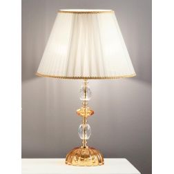 PATRICIA LAMPADA DA TAVOLO GRANDE IN CRISTALLO e METALLO ELEGANTE E CLASSICO AMBRA FINITURA ORO ONDALUCE CICIRIELLO - Cristalens