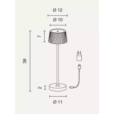 MACAO LAMPADA DA TAVOLO IP54 CON RICARICA USB, TOUCH DIMMER LED 3W LUCE 3000K 6 COLORI ONDALUCE CICIRIELLO - Cristalensi Shop On