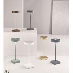 TAP LAMPADA DA TAVOLO IP54 CON RICARICA USB, TOUCH DIMMER LED 3W LUCE 3000K 6 COLORI ONDALUCE CICIRIELLO - Cristalensi Shop Onli
