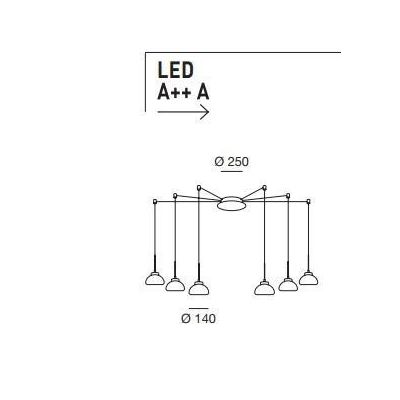 3547-46 ARABELLA SOSPENSIONE MODERNA A 6 LUCI CON DECENTRAMENTO LED INTEGRATO BIANCO AMBRA FUME Fabas Luce - Cristalensi Shop On
