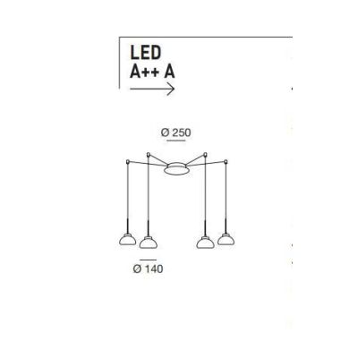 3547-49 ARABELLA SOSPENSIONE MODERNA A 4 LUCI CON DECENTRAMENTO LED INTEGRATO BIANCO AMBRA FUME Fabas Luce - Cristalensi Shop On