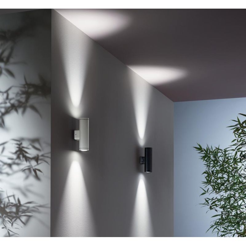 RAV2 APPLIQUE DA ESTERNO IP54 NERO ARGENTO MODERNA ED ECONOMICA DI ONDALUCE ONDALUCE CICIRIELLO - Cristalensi Shop Online