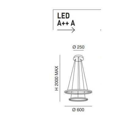 3508-45 GIOTTO SOSPENSIONE MODERNA A DOPPIO ANELLO LED INTEGRATO 52W BIANCO O NERO DELLA FABAS LUCE Fabas Luce - Cristalensi Sho