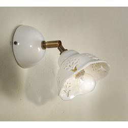 2222A APPLIQUE SPOT IN STILE RUSTICO IN TERRACOTTA TRAFORATA BIANCA MADE IN ITALY DIAMETRO CM 13 CRISTALENSI CERAMICA - Cristale 2