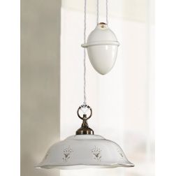 2222.1 SALISCENDI IN STILE RUSTICO IN TERRACOTTA TRAFORATA BIANCA E OTTONE MADE IN ITALY DIAMETRO CM 36.5 CRISTALENSI CERAMICA -