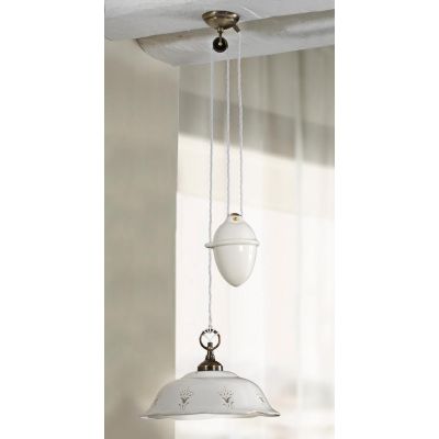 2222.1 SALISCENDI IN STILE RUSTICO IN TERRACOTTA TRAFORATA BIANCA E OTTONE MADE IN ITALY DIAMETRO CM 36.5 CRISTALENSI CERAMICA -