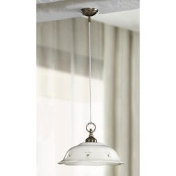 2222.2 SOSPENSIONE SINGOLA D36.5 CM IN STILE RUSTICO IN TERRACOTTA TRAFORATA BIANCA MADE IN ITALY CRISTALENSI CERAMICA - Cristal 2