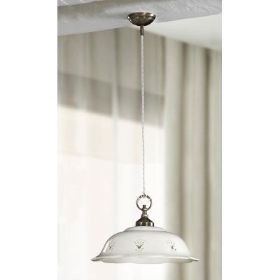 2222.2 SOSPENSIONE SINGOLA D36.5 CM IN STILE RUSTICO IN TERRACOTTA TRAFORATA BIANCA MADE IN ITALY CRISTALENSI CERAMICA - Cristal