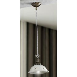 2222.4 SOSPENSIONE SINGOLA D20.5 CM IN STILE RUSTICO IN TERRACOTTA TRAFORATA BIANCA MADE IN ITALY CRISTALENSI CERAMICA - Cristal 2