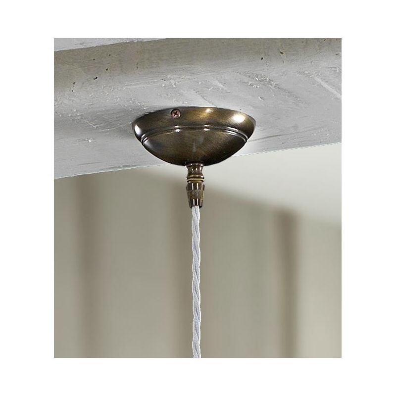 2222.4 SOSPENSIONE SINGOLA D20.5 CM IN STILE RUSTICO IN TERRACOTTA TRAFORATA BIANCA MADE IN ITALY CRISTALENSI CERAMICA - Cristal