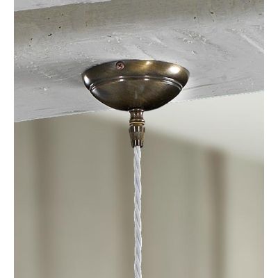 2222.4 SOSPENSIONE SINGOLA D20.5 CM IN STILE RUSTICO IN TERRACOTTA TRAFORATA BIANCA MADE IN ITALY CRISTALENSI CERAMICA - Cristal