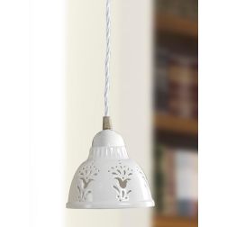 2223.4 PICCOLA SOSPENSIONE SINGOLA D13.5 CM IN STILE RUSTICO IN TERRACOTTA TRAFORATA BIANCA MADE IN ITALY CRISTALENSI CERAMICA -