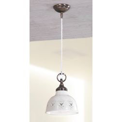 2223.3 SOSPENSIONE SINGOLA D19 CM IN STILE RUSTICO IN TERRACOTTA TRAFORATA BIANCA MADE IN ITALY CRISTALENSI CERAMICA - Cristalen 2