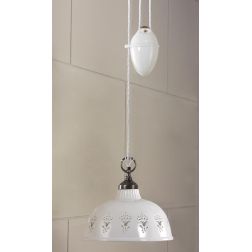 2223.1 SALISCENDI IN STILE RUSTICO IN TERRACOTTA TRAFORATA BIANCA DIAMETRO CM 30MADE IN ITALY CRISTALENSI CERAMICA - Cristalensi