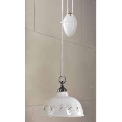 2223.1 SALISCENDI IN STILE RUSTICO IN TERRACOTTA TRAFORATA BIANCA DIAMETRO CM 30MADE IN ITALY CRISTALENSI CERAMICA - Cristalensi