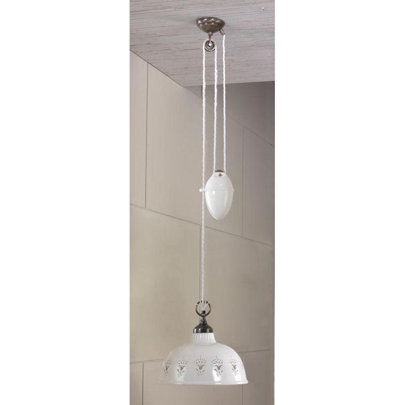 2223.1 SALISCENDI IN STILE RUSTICO IN TERRACOTTA TRAFORATA BIANCA DIAMETRO CM 30MADE IN ITALY CRISTALENSI CERAMICA - Cristalensi