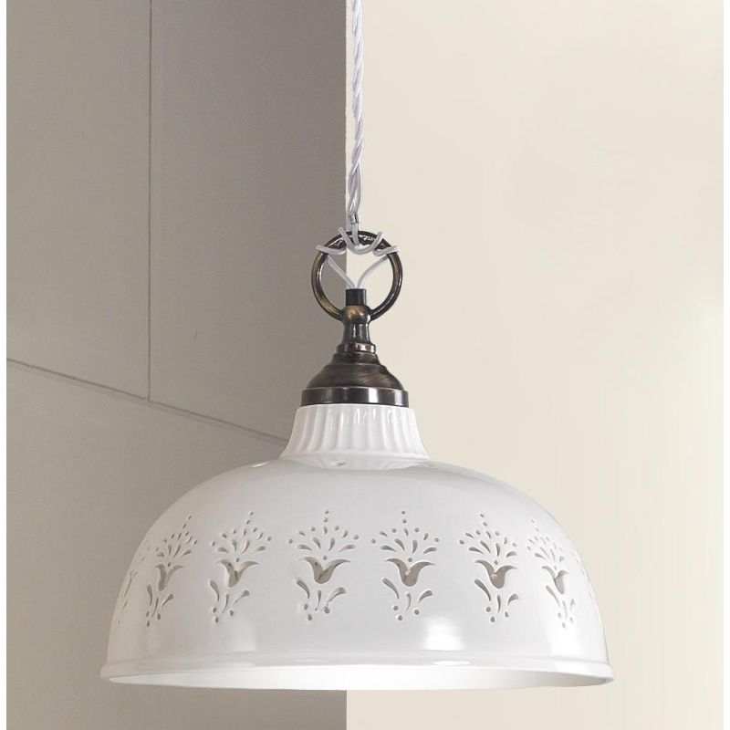 2223.1 SALISCENDI IN STILE RUSTICO IN TERRACOTTA TRAFORATA BIANCA DIAMETRO CM 30MADE IN ITALY CRISTALENSI CERAMICA - Cristalensi